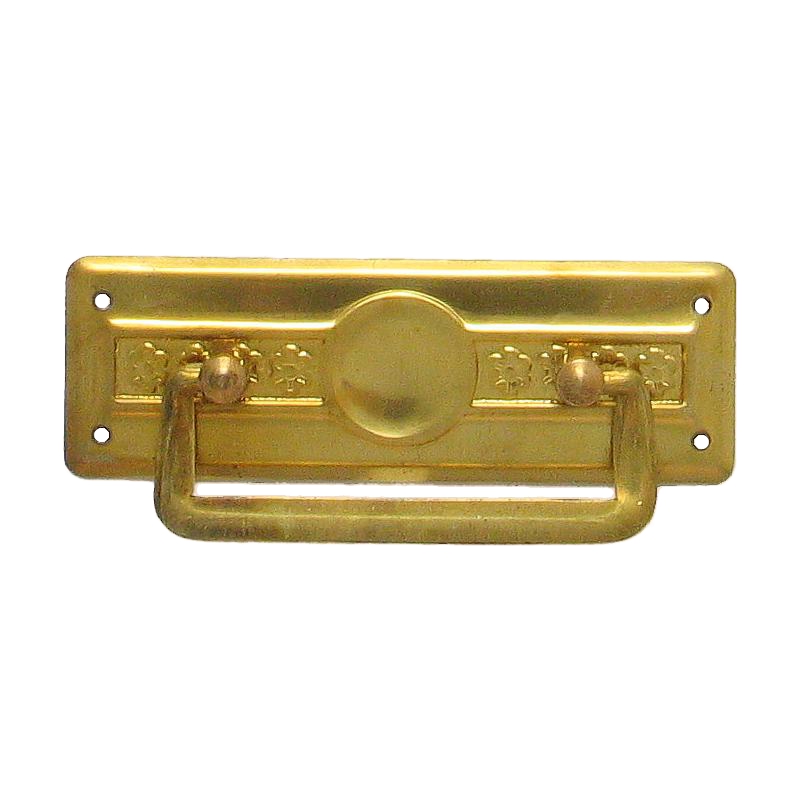 Jugendstil Möbelschild geprägt - Messing glänzend - 90 x 30 mm der Serie JU001 Bild1 Jugendstil Möbelschild geprägt Messing MGL 90 x 30mm mit Griff Serie JU001 Bild1