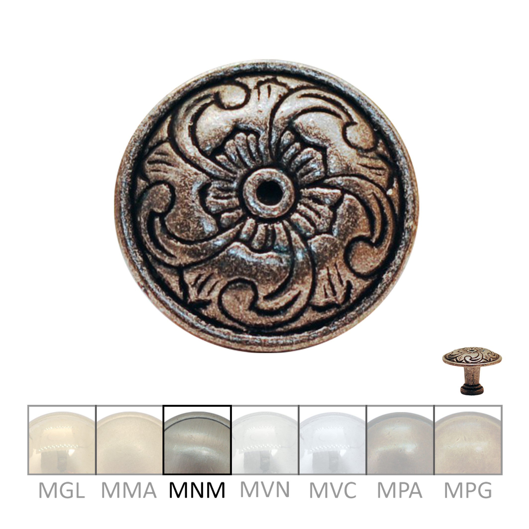 Möbelknopf in Messing vernickelt matt, D Möbelknopf in Messing vernickelt matt, D