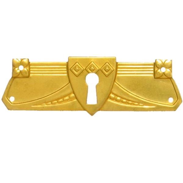 Jugendstil Möbelschild geprägt Messing MGL 110 x 35mm mit Schlüsselloch Serie JU010 Bild1