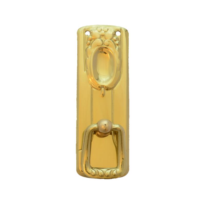 Jugendstil Möbelschild geprägt Messing MGL 26 x 80mm mit Griff Serie JU015 Bild1