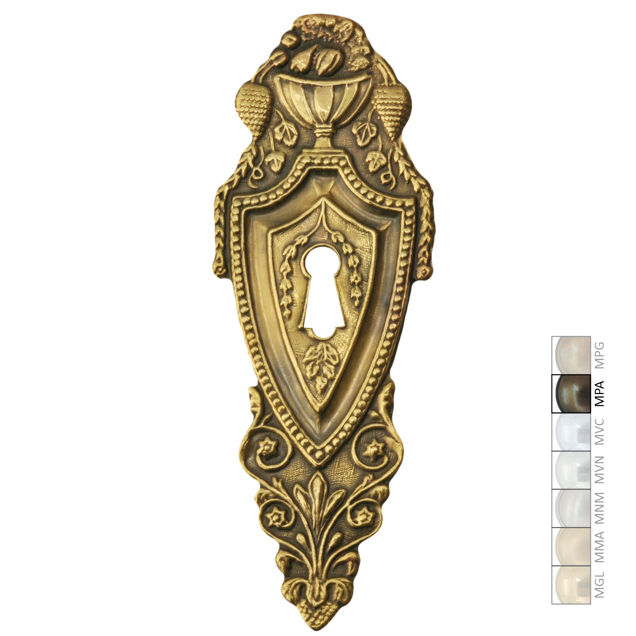 Klassizismus Möbelschild geprägt Messing MPA   65 x 170 mm mit Schlüsselloch der Serie KL044 Bild1 Klassizismus Möbelschild geprägt Messing MPA 65x170mm mit Schlüsselloch Serie KL044 Bild1