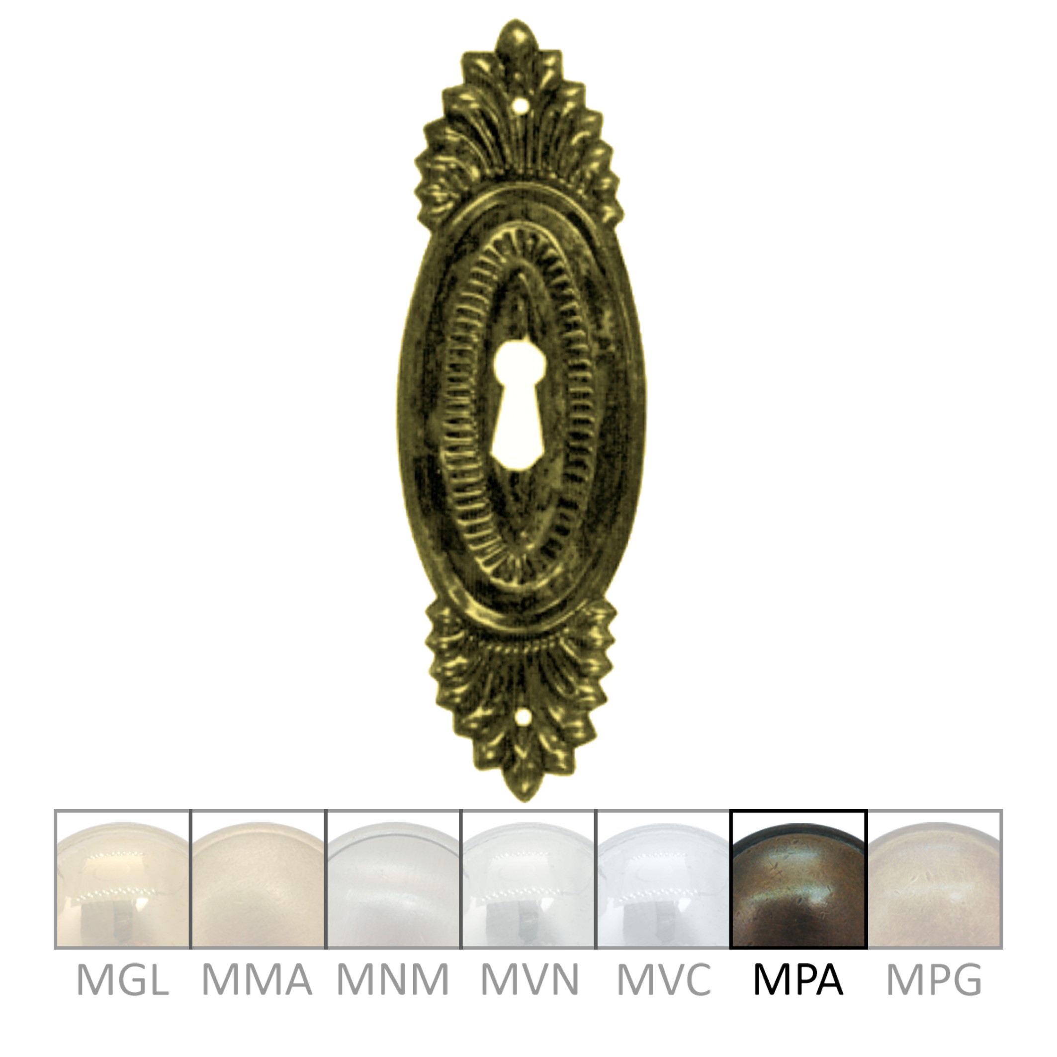 Klassizismus Möbelschild geprägt Messing MPA 43x135mm mit Schlüsselloch Serie KL049 Bild1