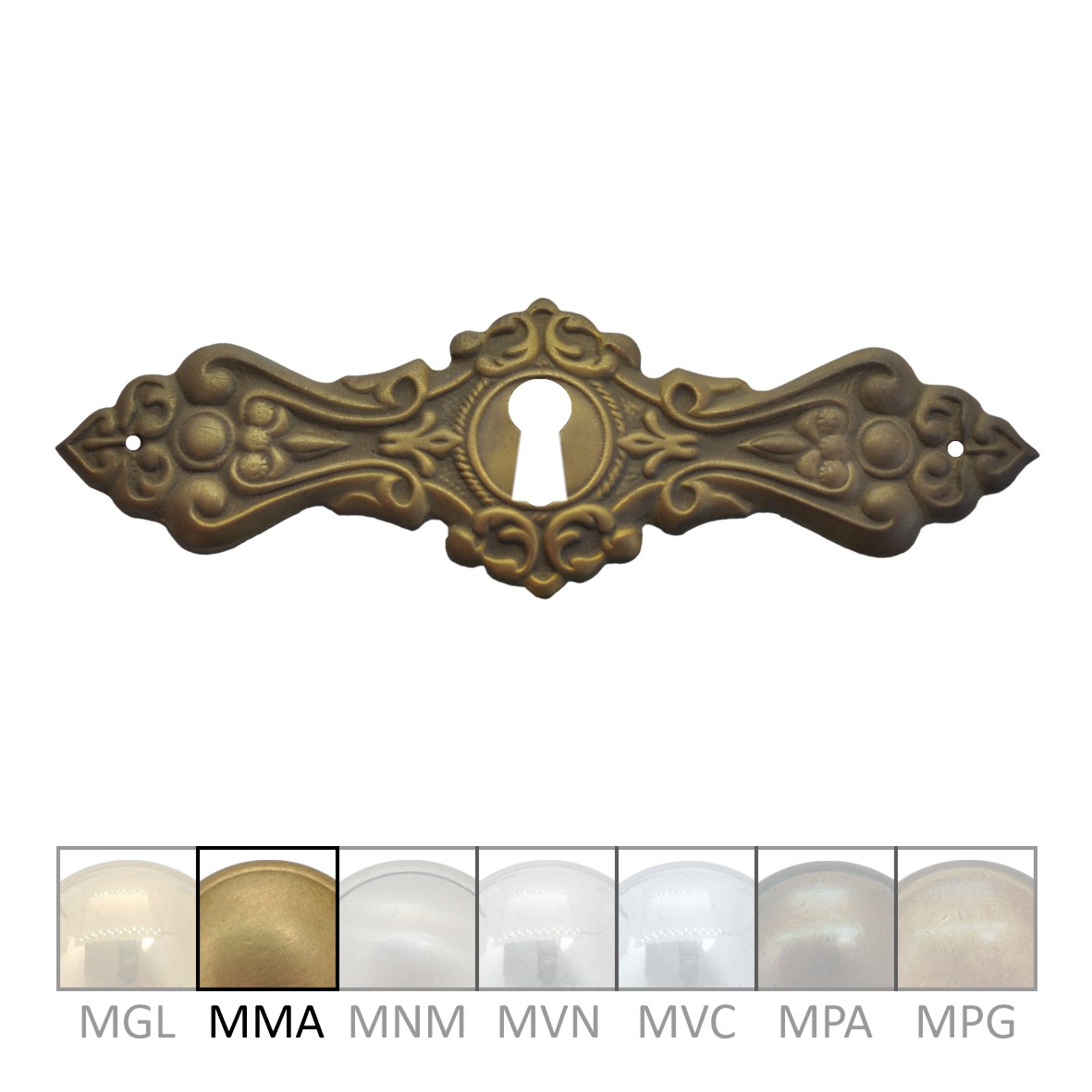 Historismus Möbelschild geprägt Messing MPG 118 X 37mm mit Schlüsselloch Serie HI028 Bild1
