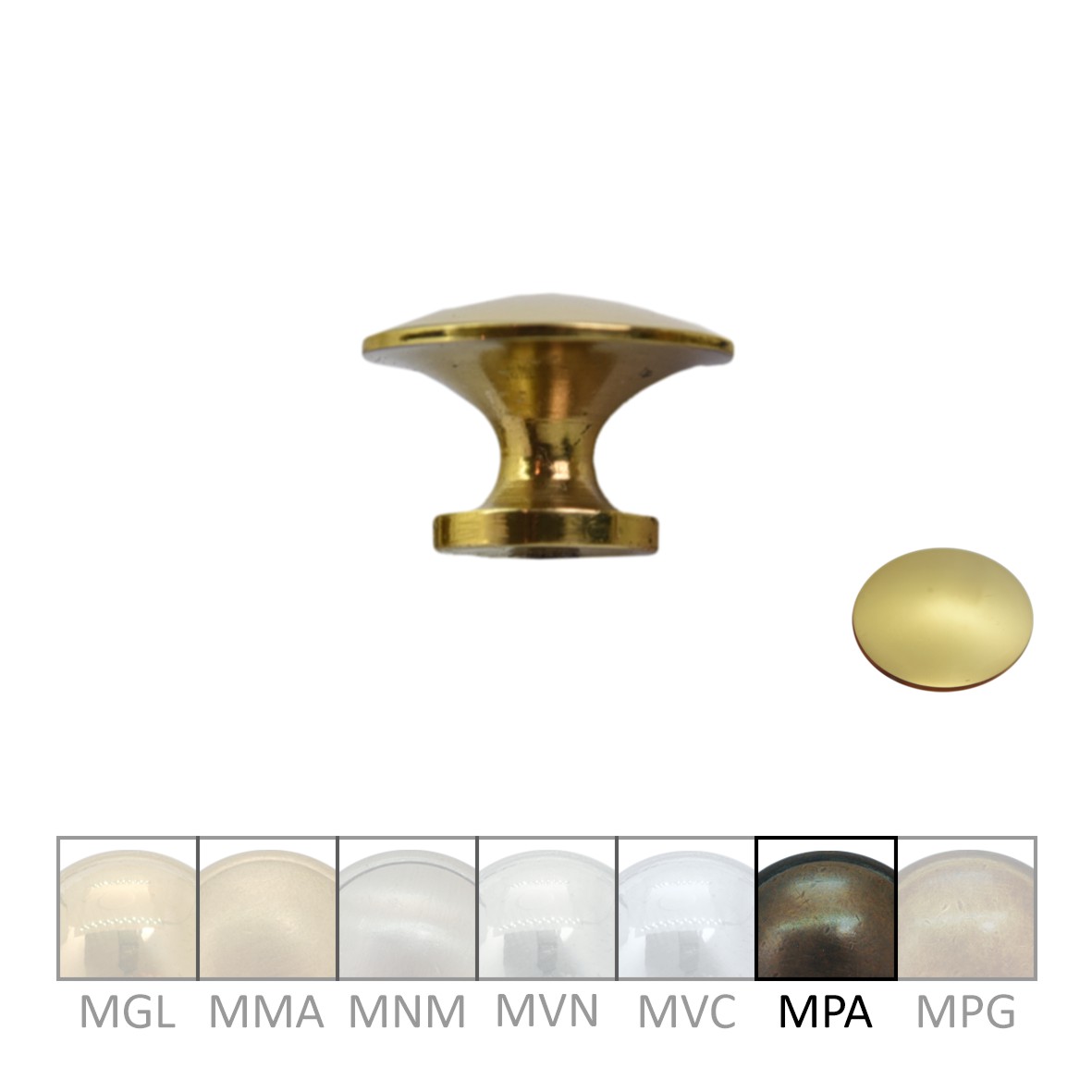 Möbelknopf aus Messing MPA D 16mm Serie KN100 Bild1