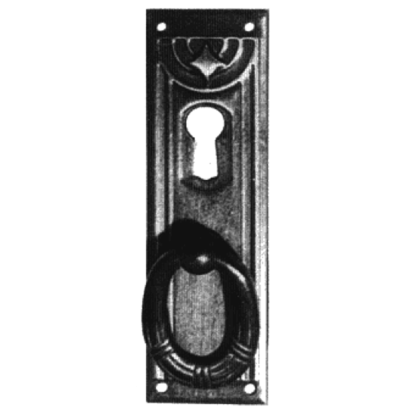 Jugendstil Möbelschild geprägt Messing MMA 27 x 90mm mit Griff und Schlüsselloch Serie JU027 Bild1