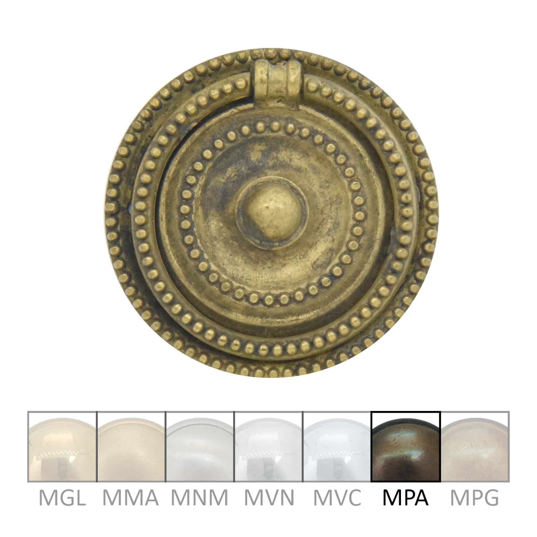 Klassizismus Möbelschild geprägt Messing MPA D55mm Griff Serie KL025 Bild1