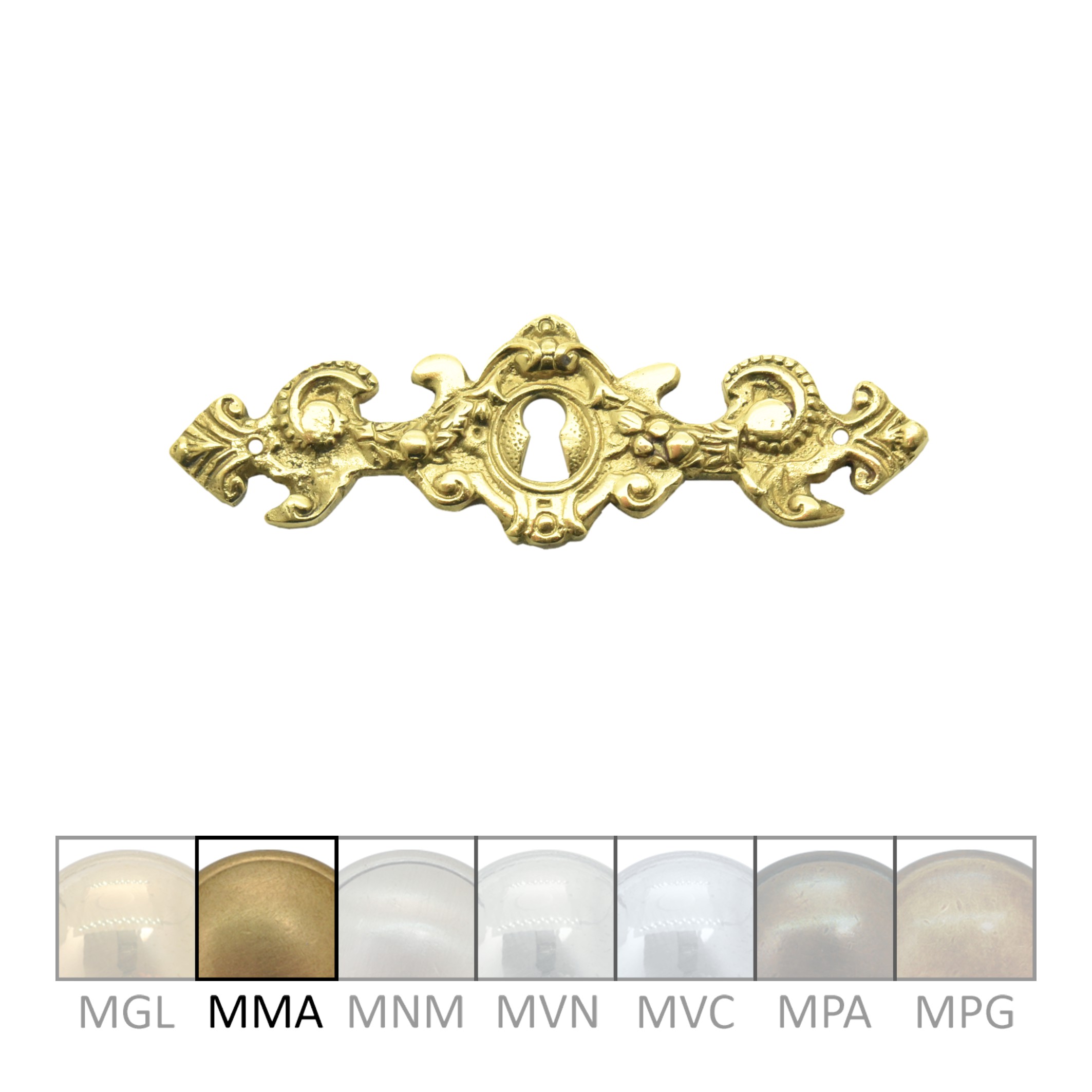 Historismus Möbelschild geprägt Messing MMA 125 x 40mm mit Schlüsselloch Serie HI030 Bild1
