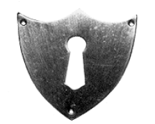 Klassizismus Möbelschild geprägt - Eisen - 53x50mm mit Schlüsselloch Serie KL006 Bild1