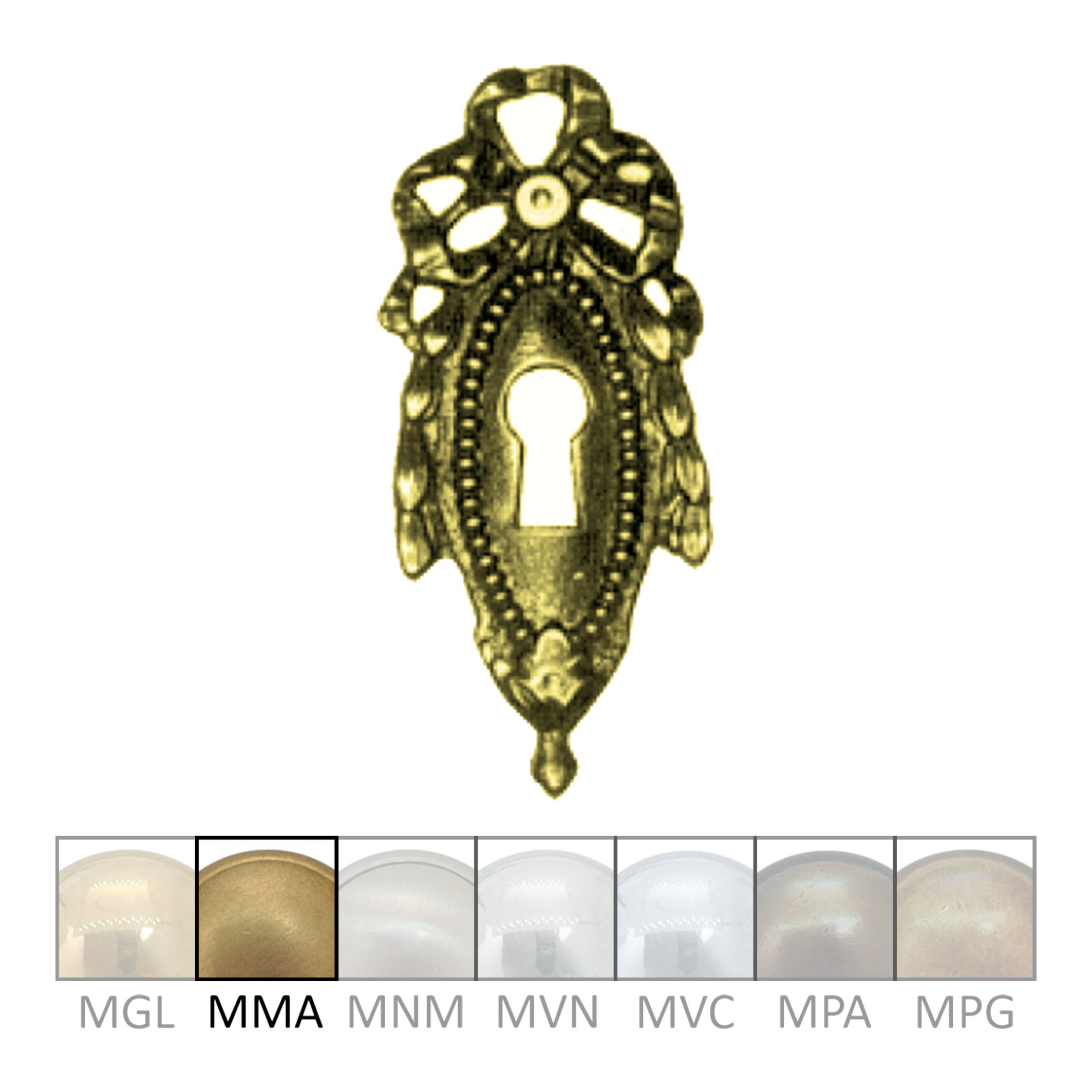 Klassizismus Möbelschild geprägt Messing MMA 35x75mm mit Schlüsselloch Serie KL011 Bild1