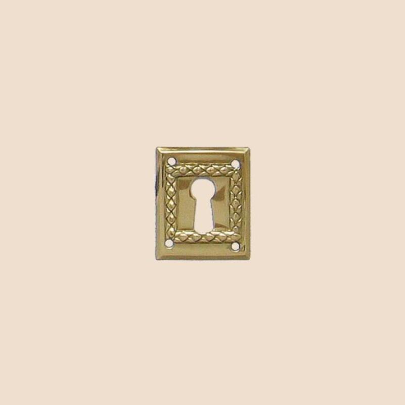 Jugendstil Möbelschild Messing MGL 25 x 30mm mit Schlüsselloch Serie JU014 Bild1