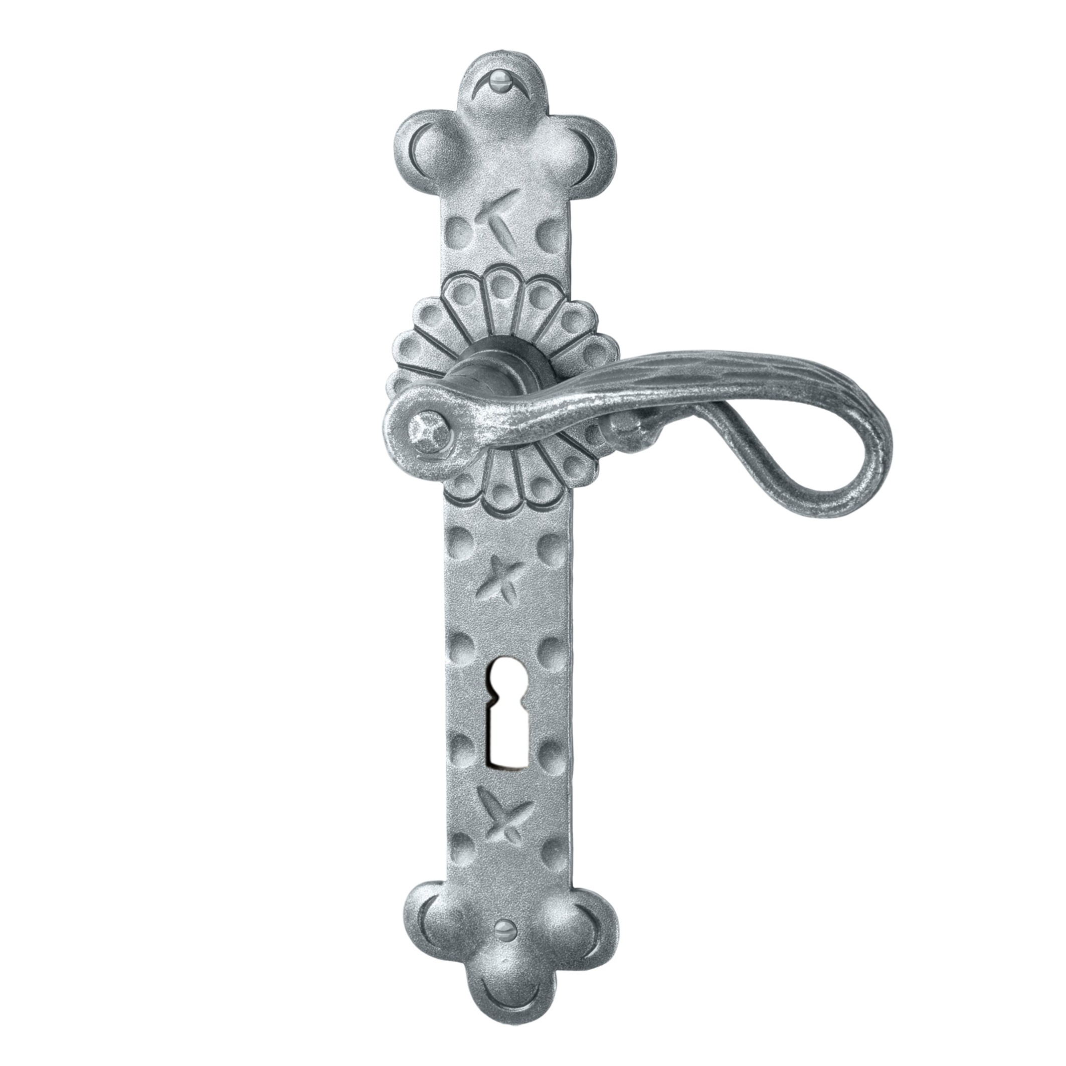 Zimmertürgarnitur in Schmiedeeisen thermopatiniert ® BB 72 mit TD077 Serie TG523 Bild1