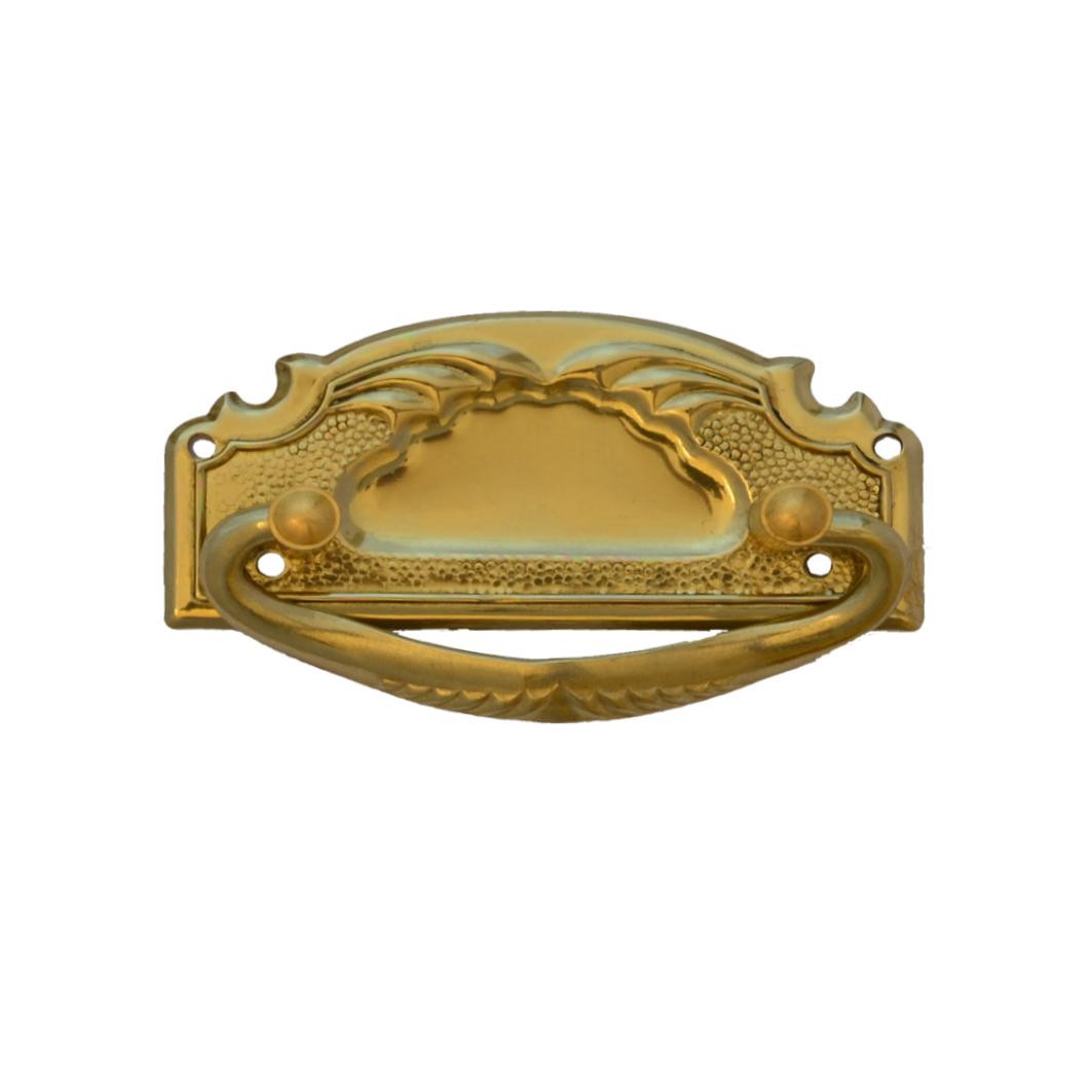 Jugendstil Möbelschild geprägt Messing MGL 68 x 33mm mit Griff Serie JU016 Bild1