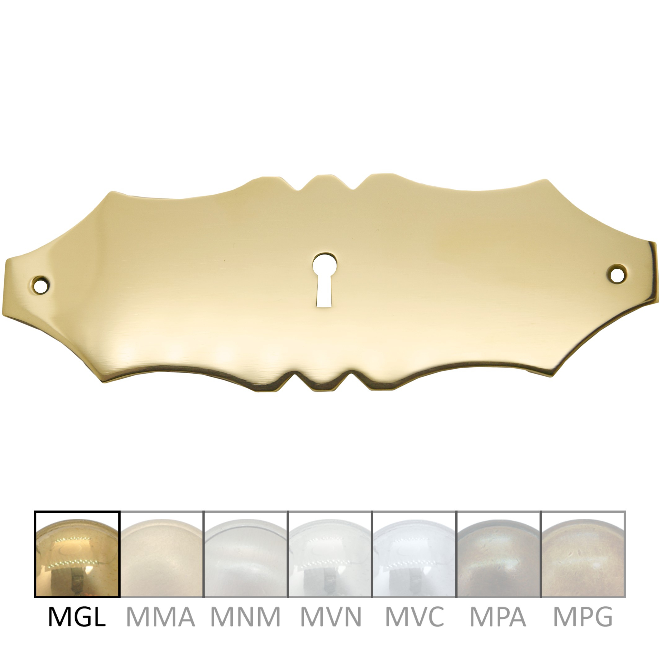 Barock Schlüsselschild 180 x 60mm mit Schlüsselloch, Messing MGL Serie BA054 Bild1
