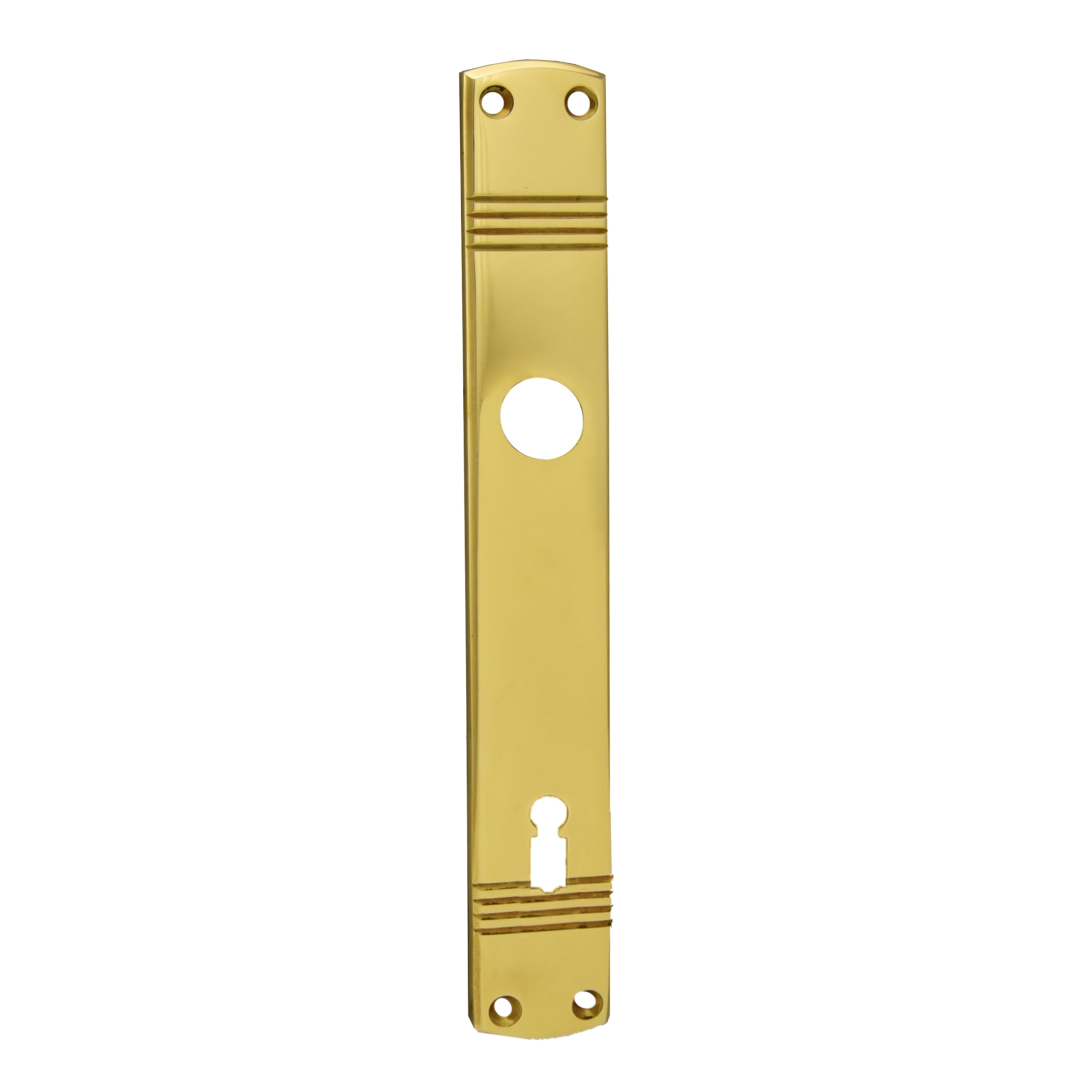 Zimmertürschild Dist. 92 mm BB, Messing glänzend L x B x T
