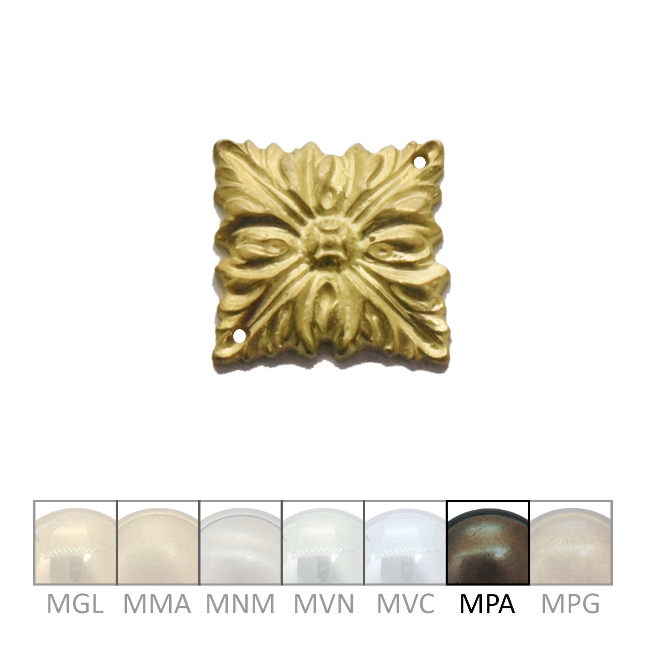 Klassizismus Rosette gegossen Messing MPA 26x26mm Serie KL130 Bild1