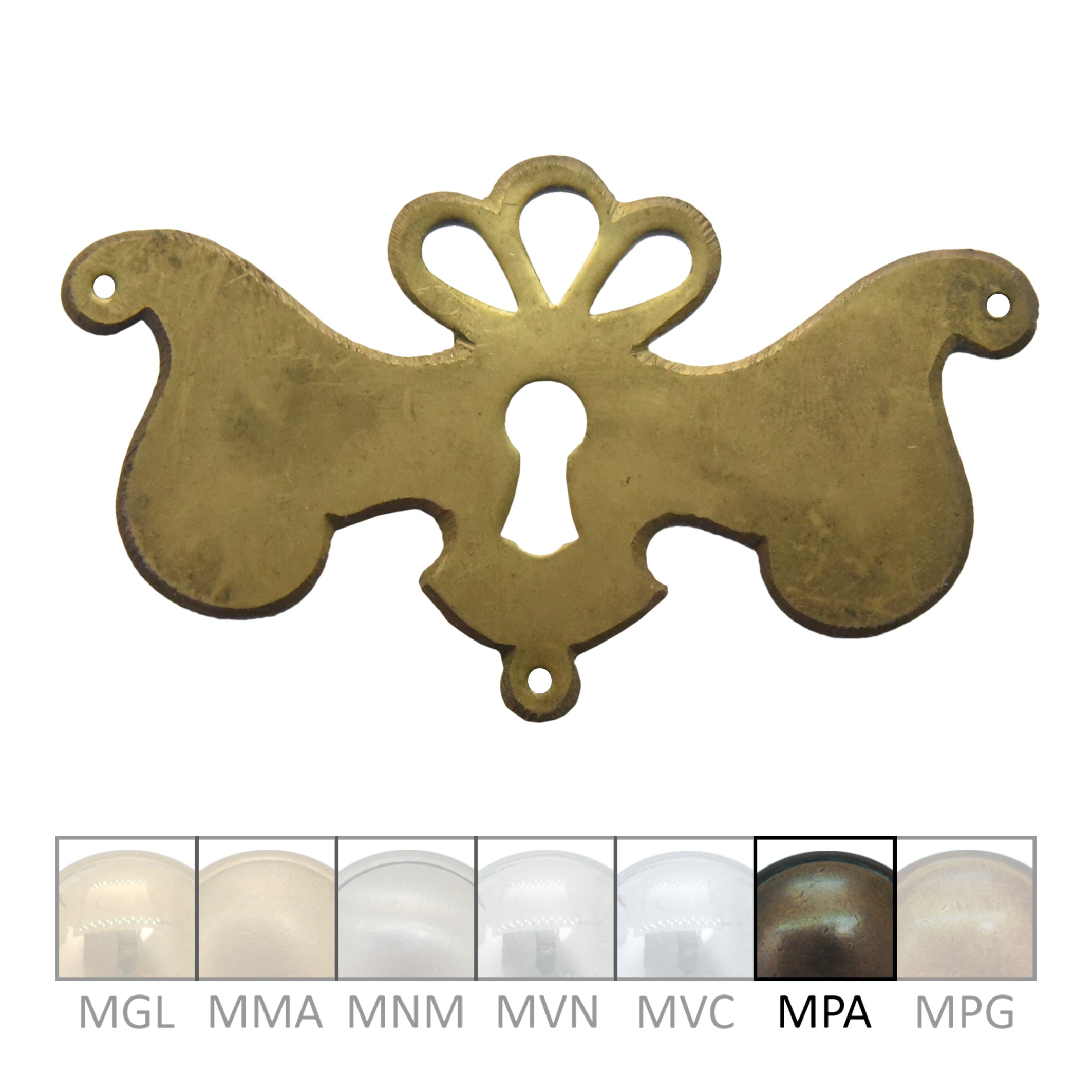Klassizismus Möbelschild Messing MPA 115x60mm mit Schlüsselloch Serie KL119 Bild1