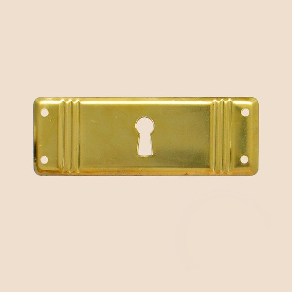 Jugendstil Möbelschild geprägt Messing MMA 75 x 27mm mit Schlüsselloch Serie JU004 Bild1