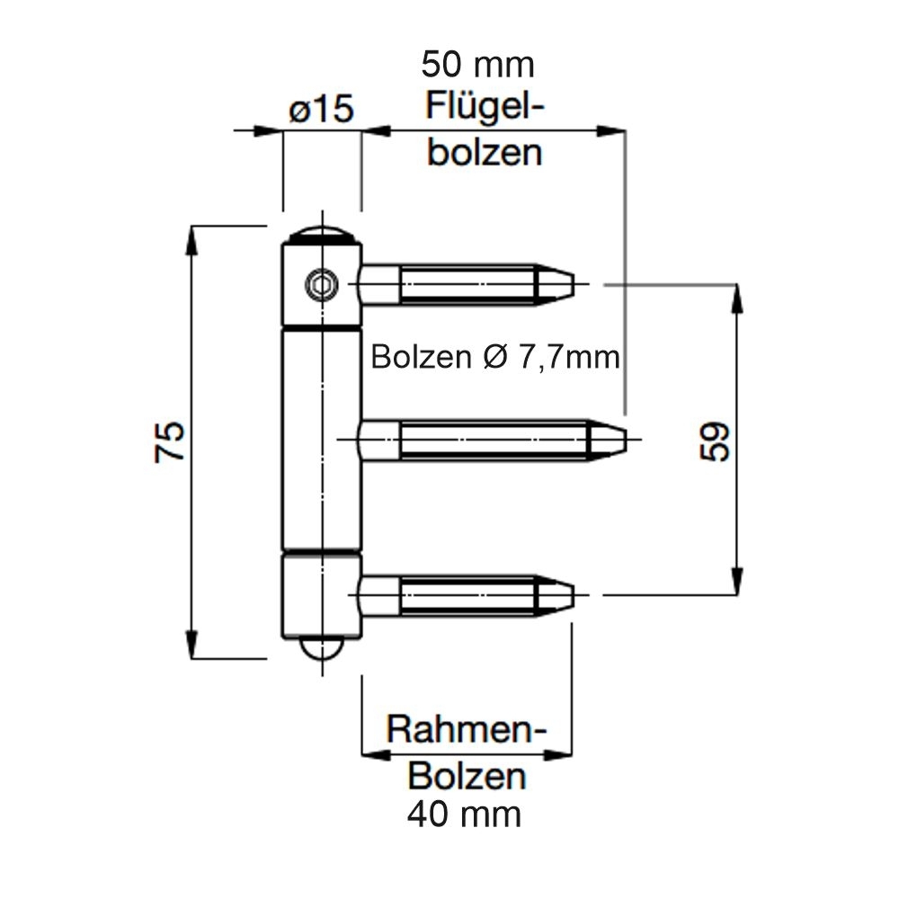 Einbohrband 3-teilig 75 x 15 Eisen weißverzinkt für Rahmenbau mit Aushängesicherung Serie EB010 Bild2