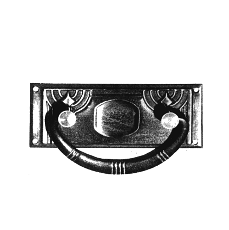 Jugendstil Möbelschild geprägt Messing MMA 72 x 30mm mit Griff Serie JU027 Bild1