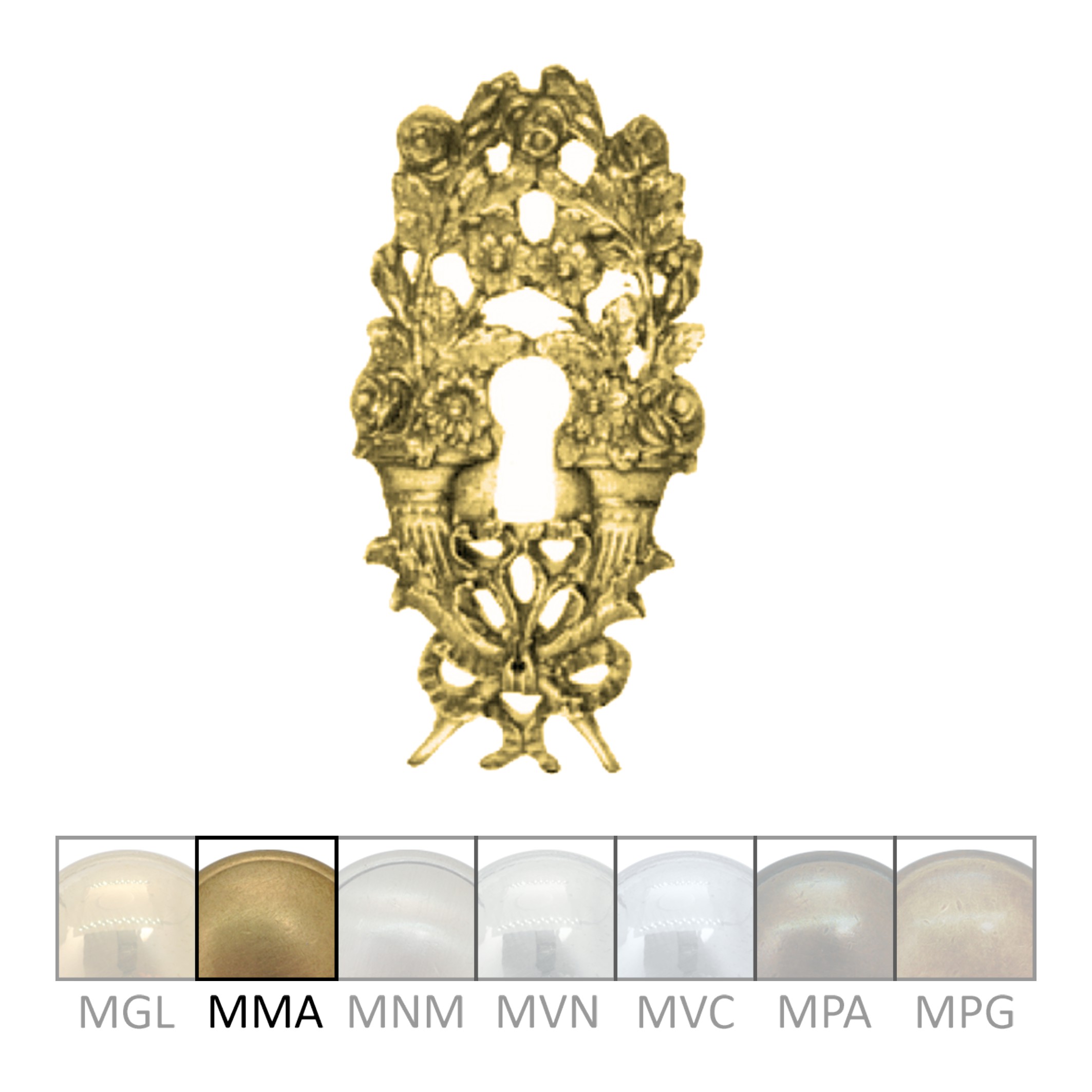 Klassizismus Möbelschild geprägt Messing MMA 45x87mm mit Schlüsselloch Serie KL023 Bild1