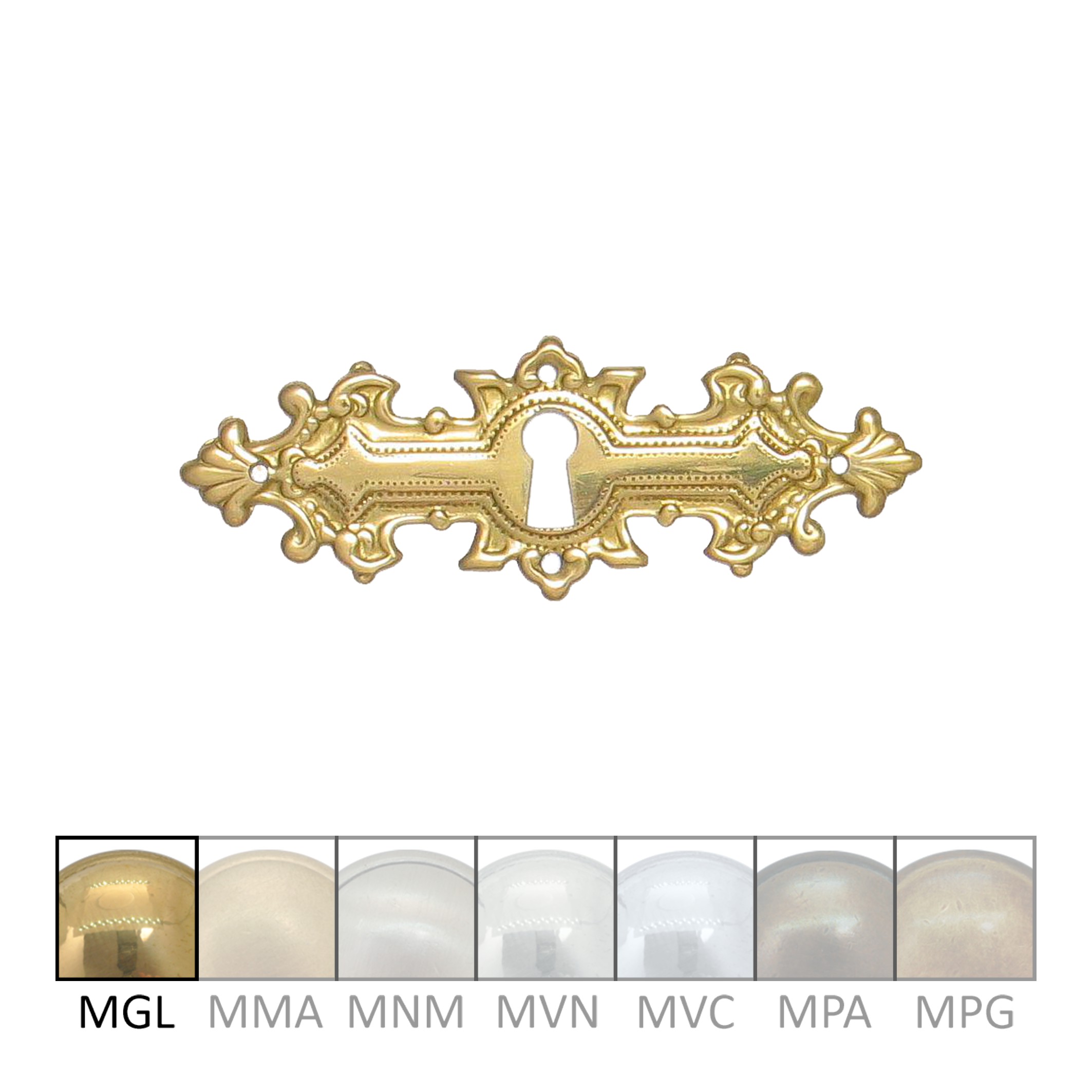 Historismus Möbelschild geprägt Messing MGL 95 x 34mm mit Schlüsselloch Serie HI002 Bild1