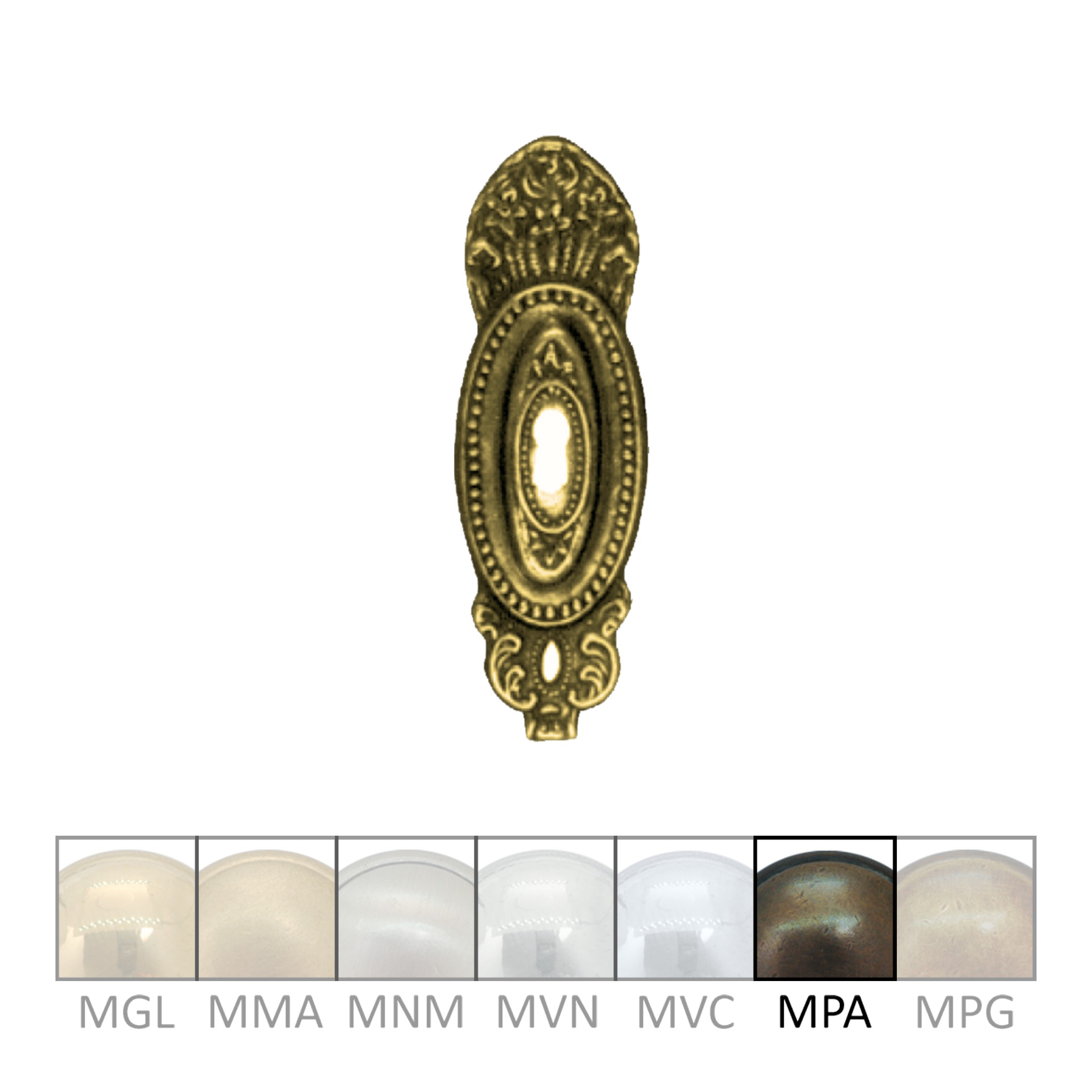 Klassizismus Möbelschild geprägt Messing MPA 35x100mm mit Schlüsselloch Serie KL053 Bild1