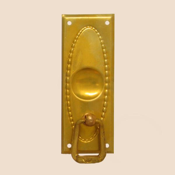 Jugendstil Möbelschild geprägt Messing MMA 32 x 85mm mit Griff Serie JU018 Bild1