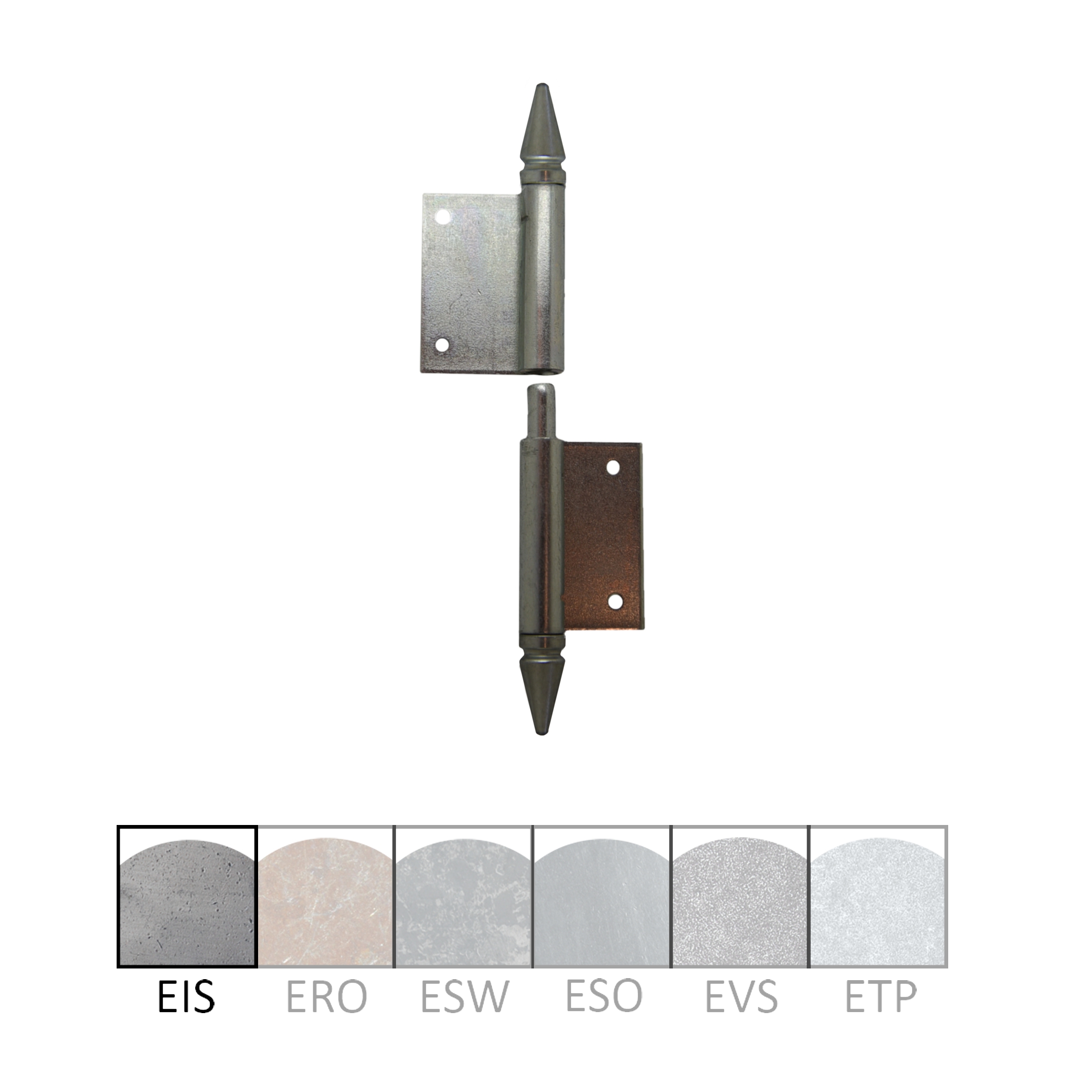 Einstemmband versetzt fester Stift 100mm rechts mit Zierspitze Serie FB034 Bild1