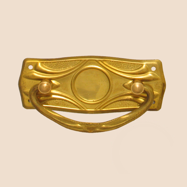 Jugendstil Möbelschild geprägt Messing MMA 90 x 38mm mit Griff Serie JU017 Bild1