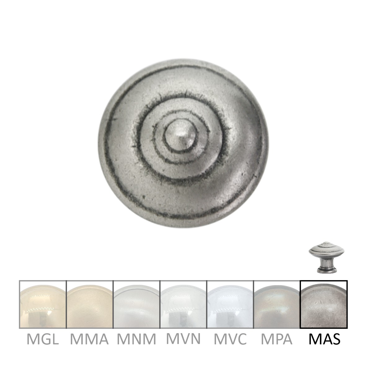 Möbelknopf in Messing altsilber, D