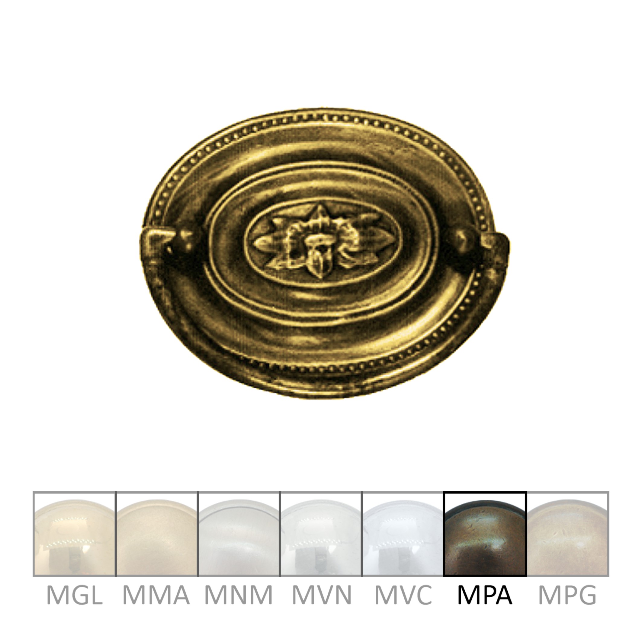 Klassizismus Möbelschild geprägt Messing MPA 75x57mm mit Griff Serie KL084 Bild1