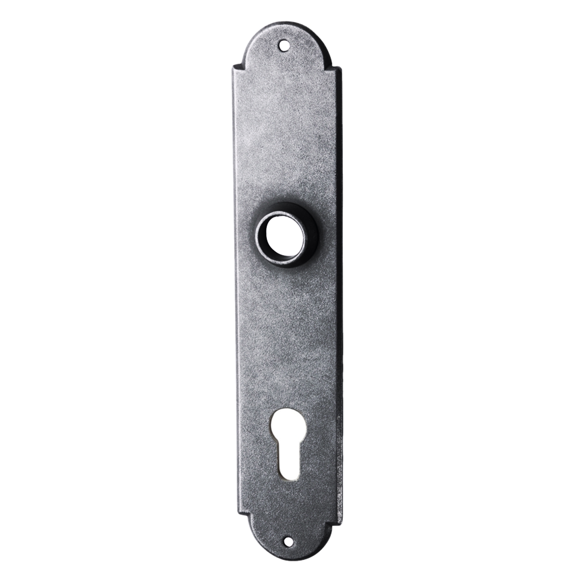 Haustürschild Dist. 92 mm PZ, Eisen schwarz passiviert L x B