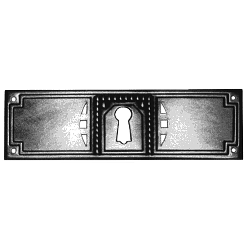 Jugendstil Möbelschild geprägt Messing MPG 118 x 35mm mit Schlüsselloch Serie JU024 Bild1