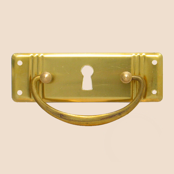 Jugendstil Möbelschild geprägt MMA 90 x 30mm mit Griff rund und Schlüsselloch Serie JU104 Bild1