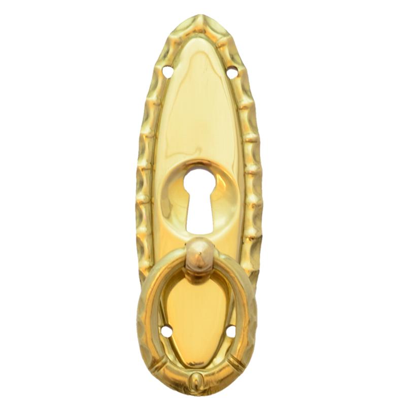 Jugendstil Möbelschild geprägt Messing MGL 28 x 80mm mit Griff und Schlüsselloch Serie JU019 Bild1