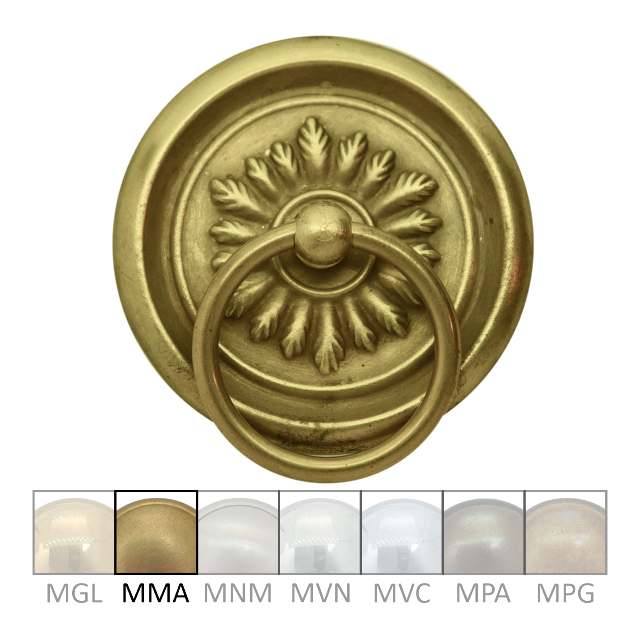 Klassizismus Möbelschild geprägt Messing MMA D70mm Griff Serie KL091 Bild1