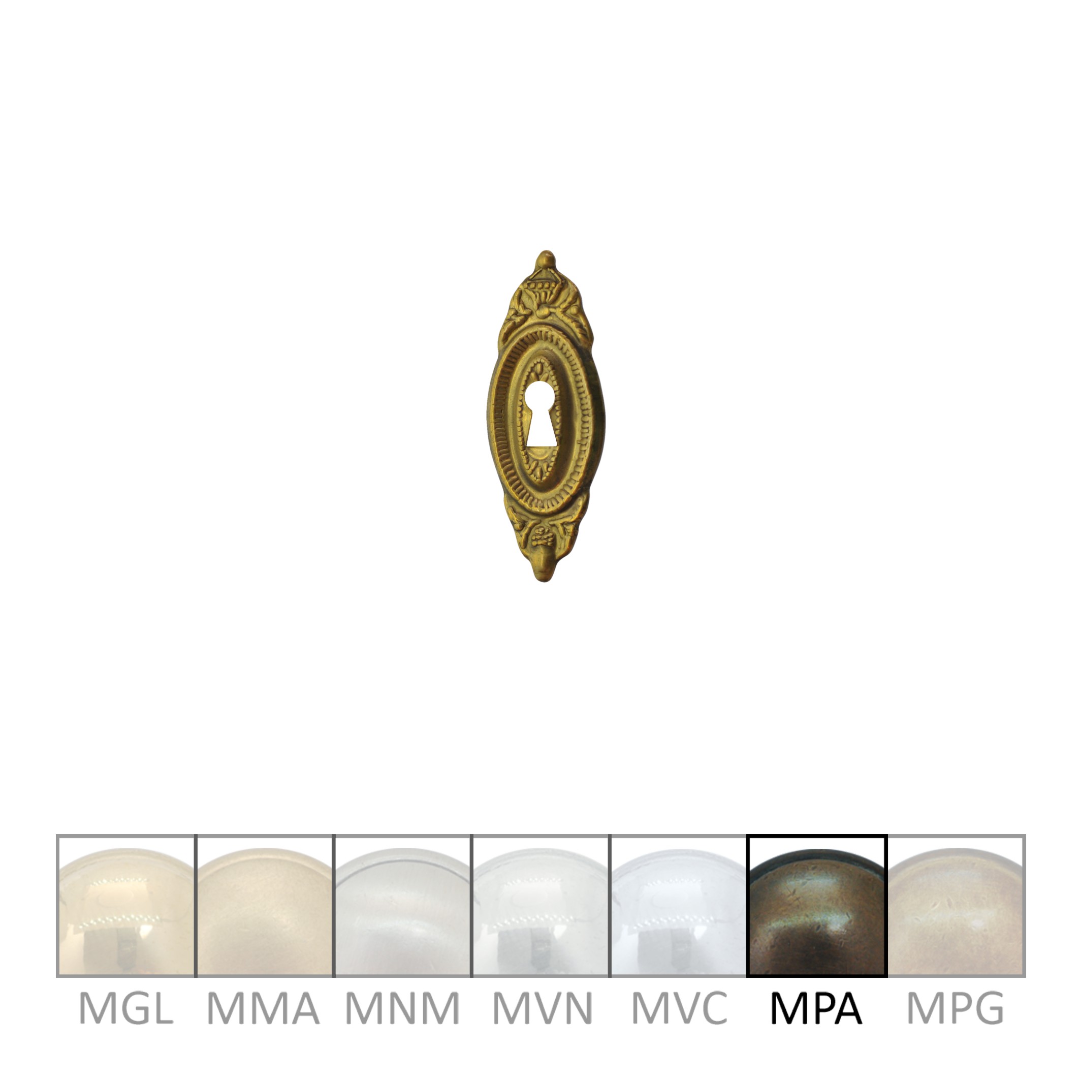 Klassizismus Möbelschild geprägt Messing MPA 20x55mm mit Schlüsselloch Serie KL073 Bild1