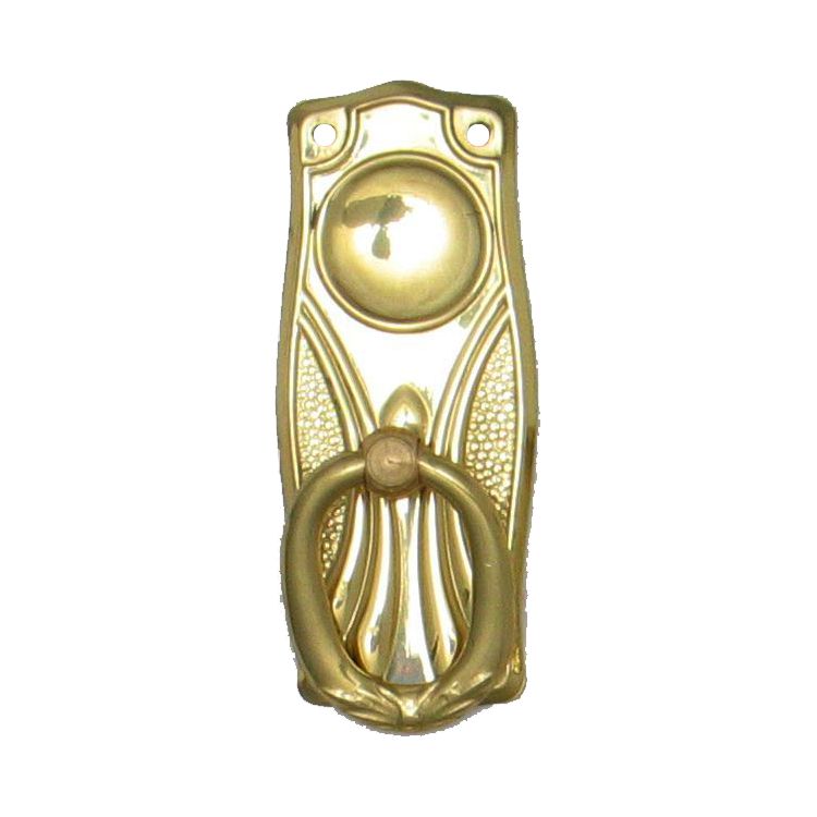 Jugendstil Möbelschild geprägt Messing MGL 38 x 90mm mit Griff Serie JU017 Bild1