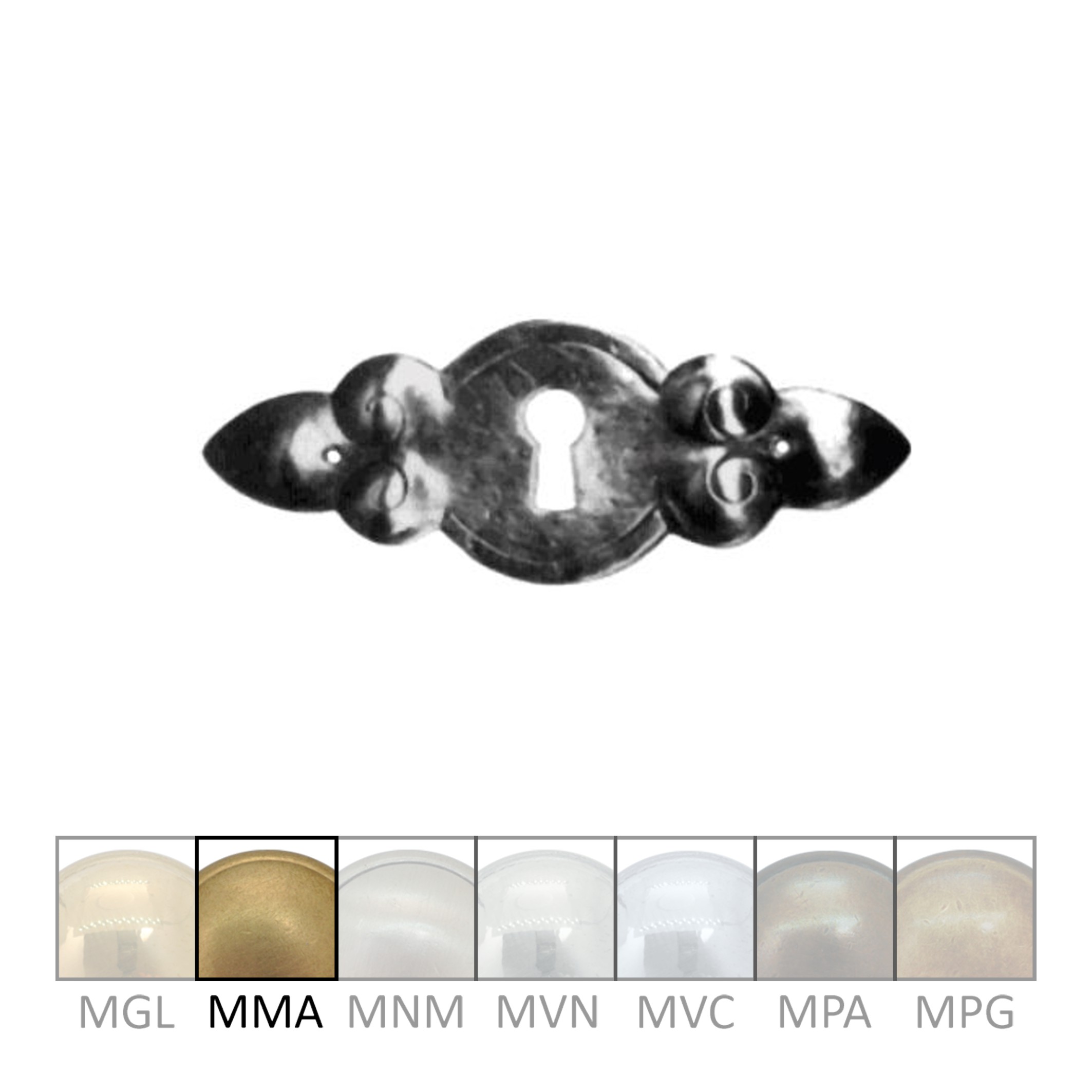 Barock Schlüsselschild 95 x 35mm mit Schlüsselloch, Messing MMA Serie BA024 Bild1