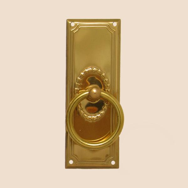 Jugendstil Möbelschild geprägt Messing MGL 38 x 100mm mit Griff Serie JU003 Bild1