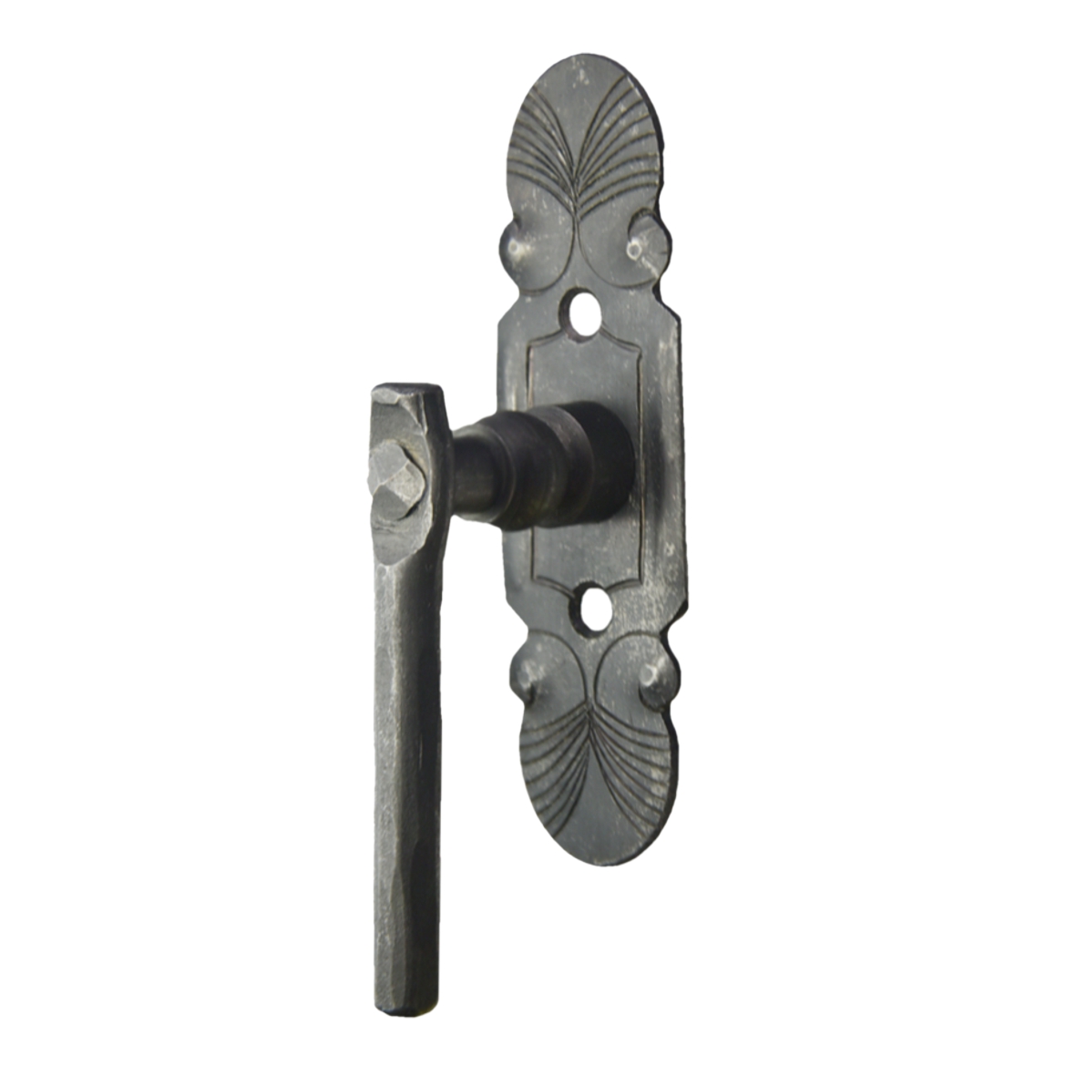 Fenstergriff auf Rosette in Eisen gerostet Grifflänge 90mm Serie FG069 Bild1