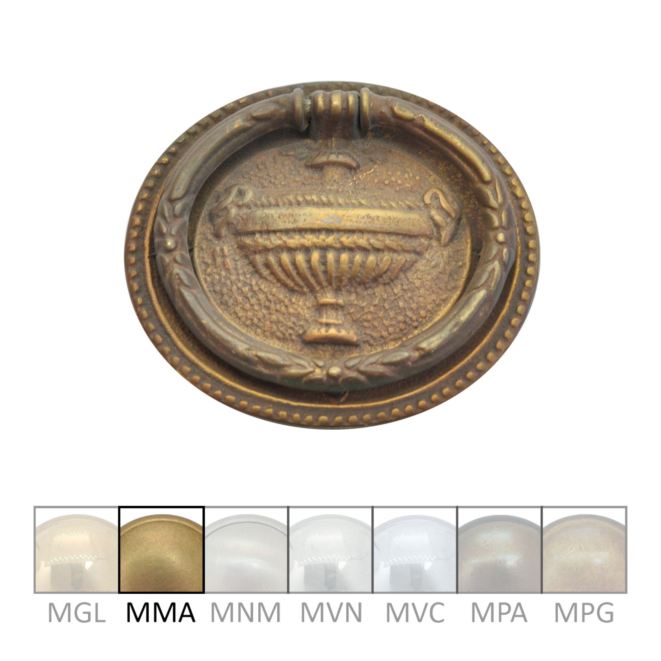Klassizismus Möbelschild geprägt Messing MMA 80x60mm mit Griff Serie KL026 Bild1