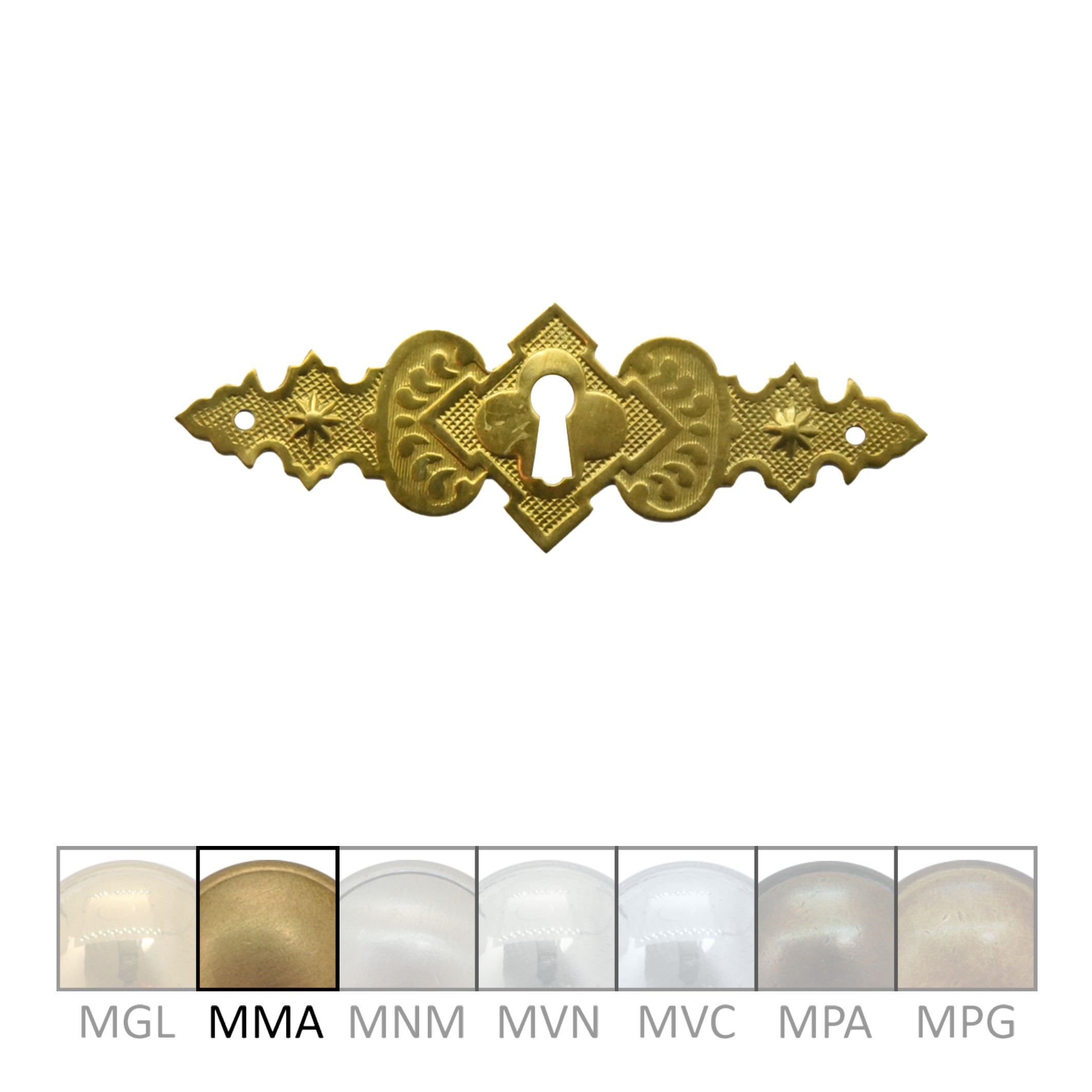 Historismus Möbelschild geprägt Messing MMA 92 x 31mm mit Schlüsselloch Serie HI022 Bild1