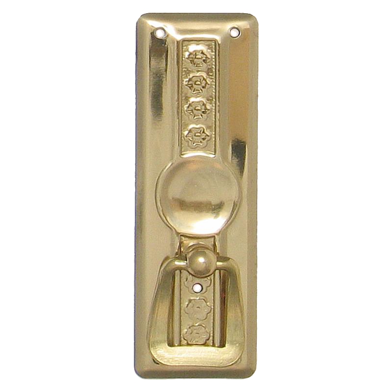 Jugendstil Möbelschild geprägt Messing MGL 30 x 90mm mit Griff Serie JU001 Bild1