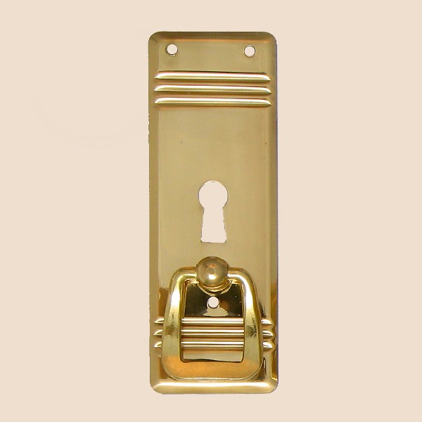 Jugendstil Möbelschild geprägt Messing MPA 30 x 90mm mit Griff und Schlüsselloch Serie JU004 Bild1