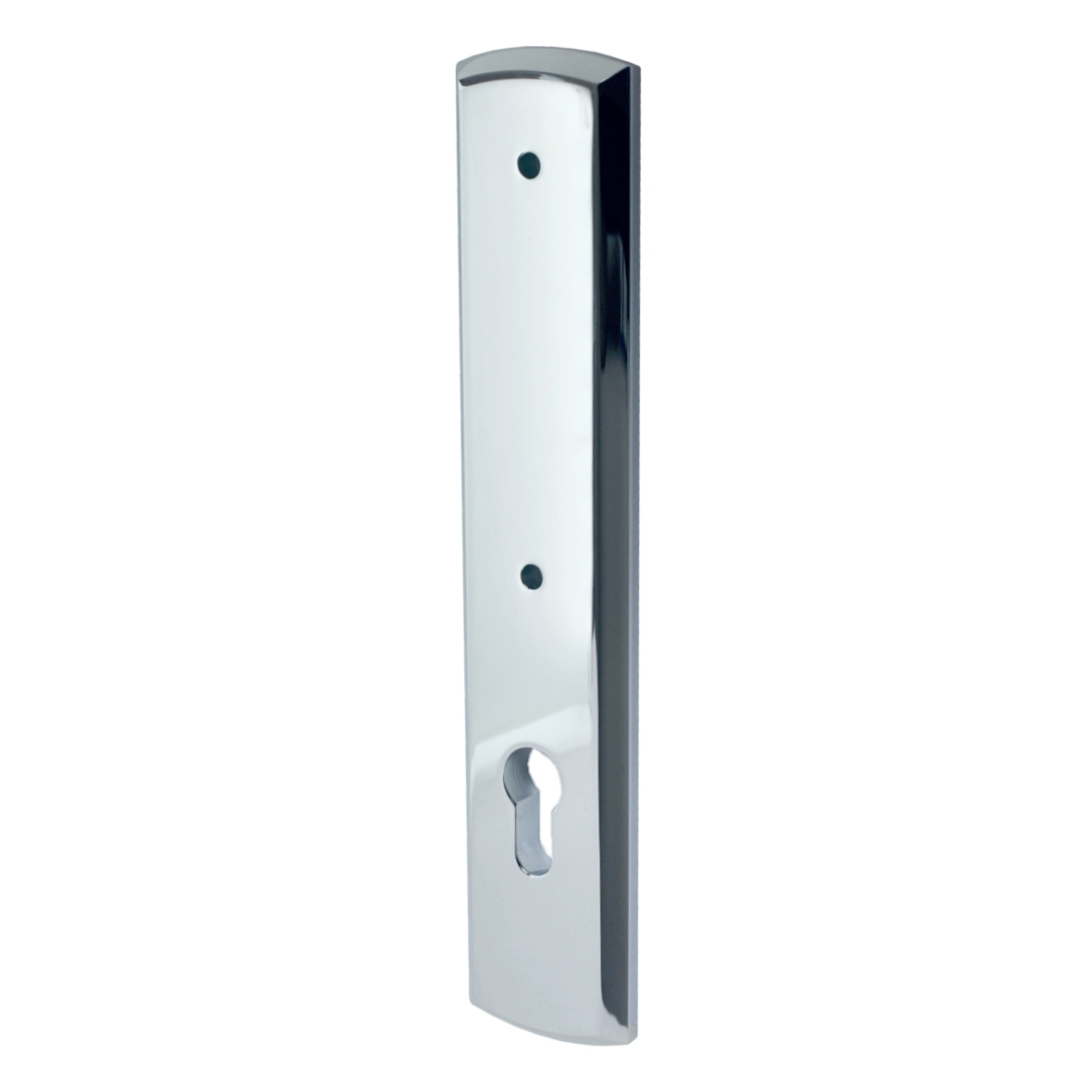 Chrom Sicherheitstürschild außen f. Stoßgriff PZ 92mm Bild1