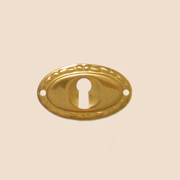 Jugendstil Möbelschild geprägt Messing MMA 37 x 22mm mit Schlüsselloch Serie JU002 Bild1