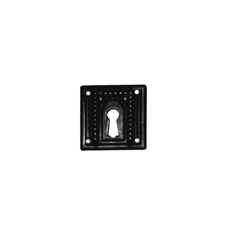 Jugendstil Möbelschild geprägt Messing MPA 30 x 30mm mit Schlüsselloch Serie JU024 Bild1