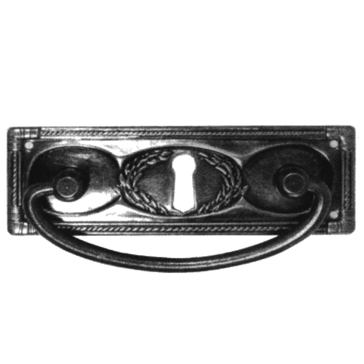 Jugendstil Möbelschild geprägt Messing MMA 100 x 32mm mit Griff und Schlüsselloch Serie JU030 Bild1