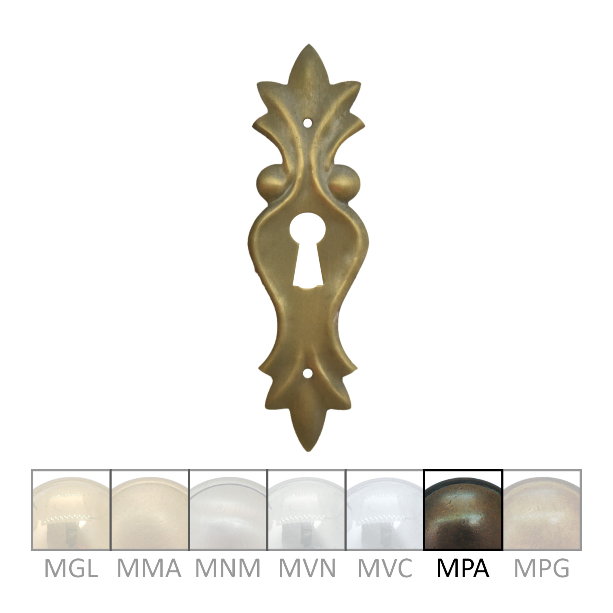 Barock Schlüsselschild 100 x 30mm mit Schlüsselloch, Messing MPA Serie BA006 Bild1